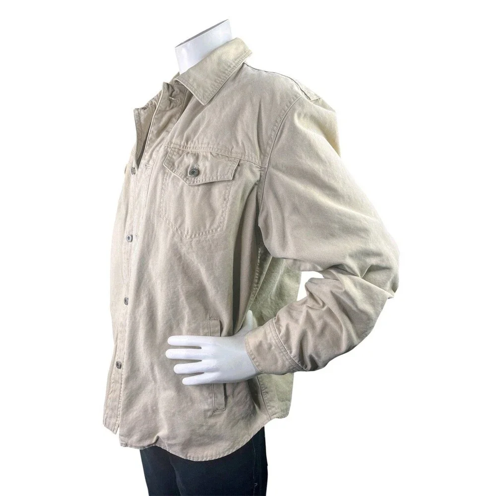 J.Crew Men's Canvas Chore Shirt Jacket Tan Lined Size XL 60587 Utility Field